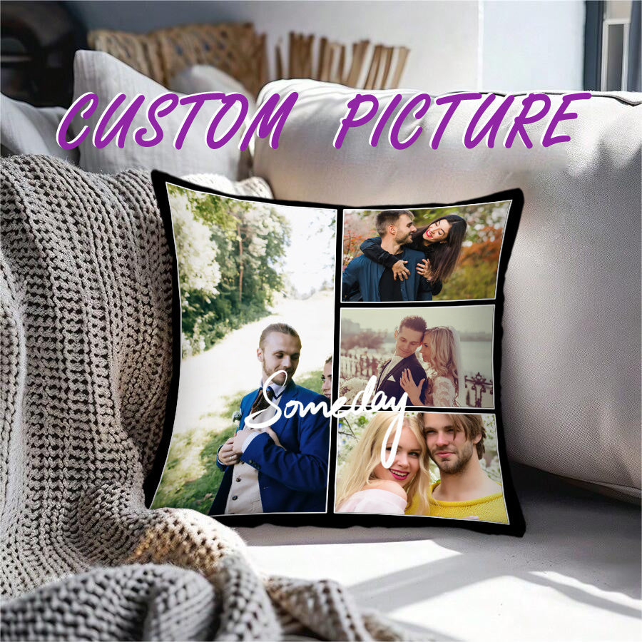 Personalized Photo Cushion Cover Square Throw Pillow Soft Polyester Machine Washable Room Decor Gift