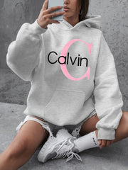 Women's Plus Size Graphic Hoodie Long Sleeve Pullover Beige Fall Winter