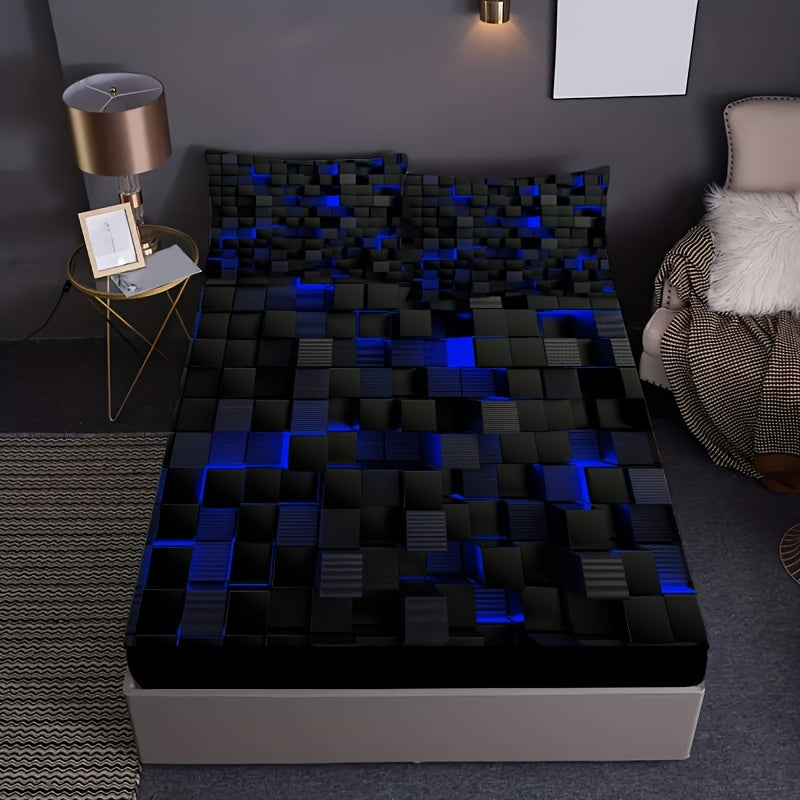 2 ta qizil tarmoq 3D vizual geometriya san'ati mos keladigan to'shakka yostiq bilan to'plam