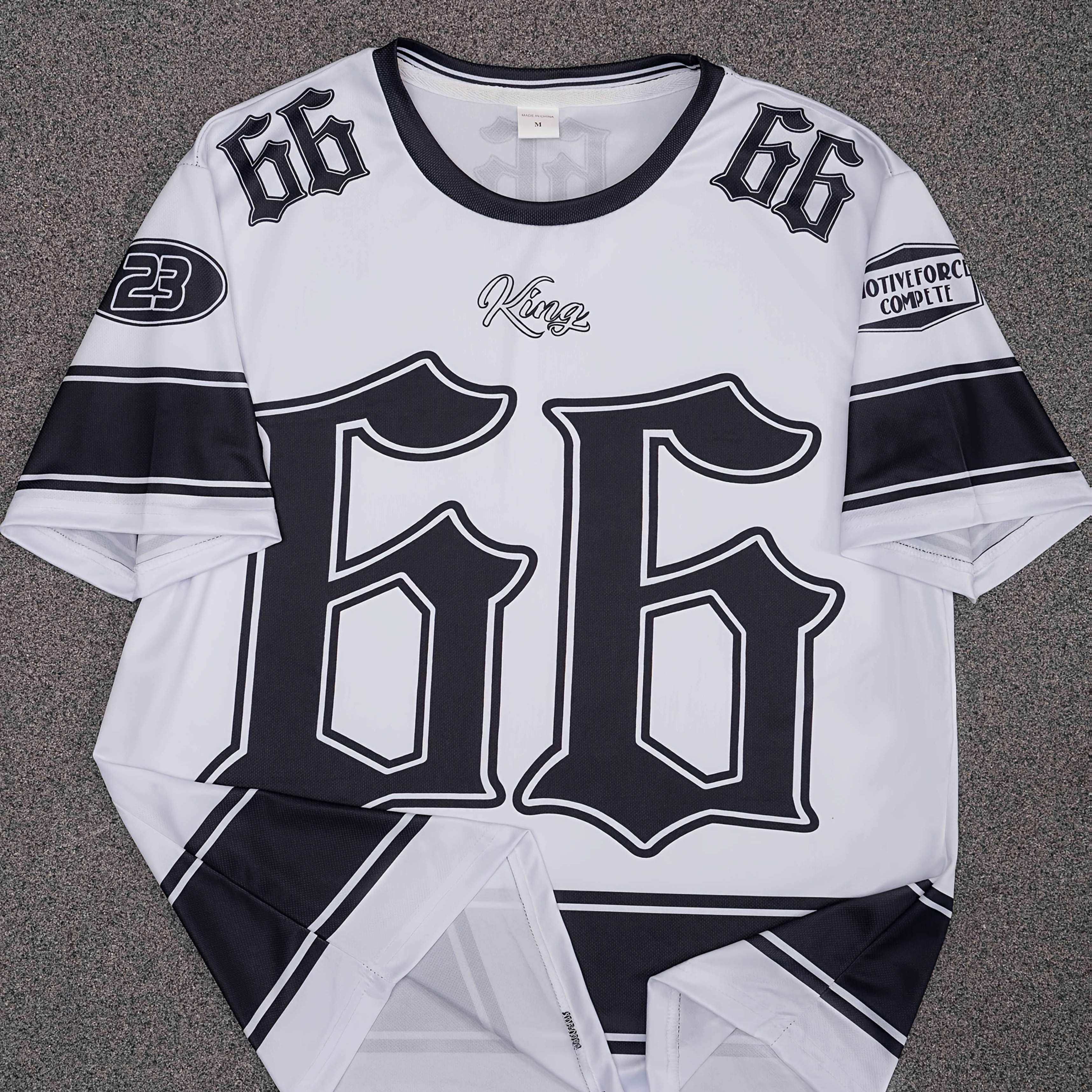 Camiseta de manga corta para hombre con estampado digital, negro y blanco, cuello redondo, verano casual