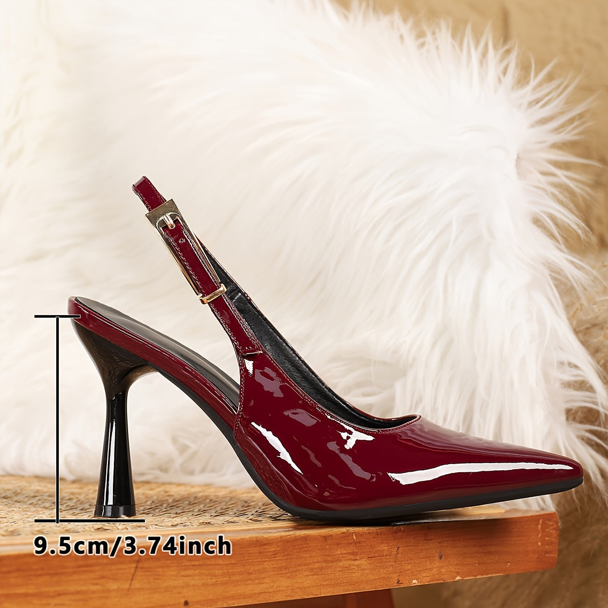 Women's Solid Color Ultrahigh Kitten Heel Pumps with Ankle Strap Square Toe
