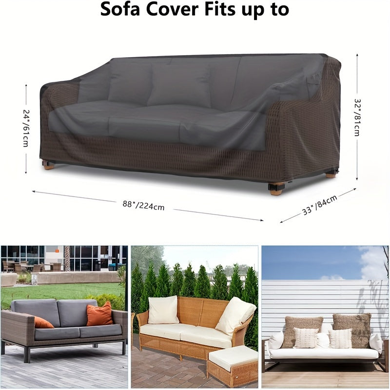 600D Heavy Duty Outdoor Patio Sofa Cover for 3-Seater Black