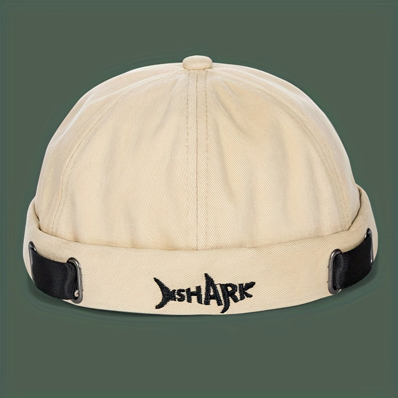 Gorros de algodón con bordado de letra Shark Unisex Streetwear Skullies