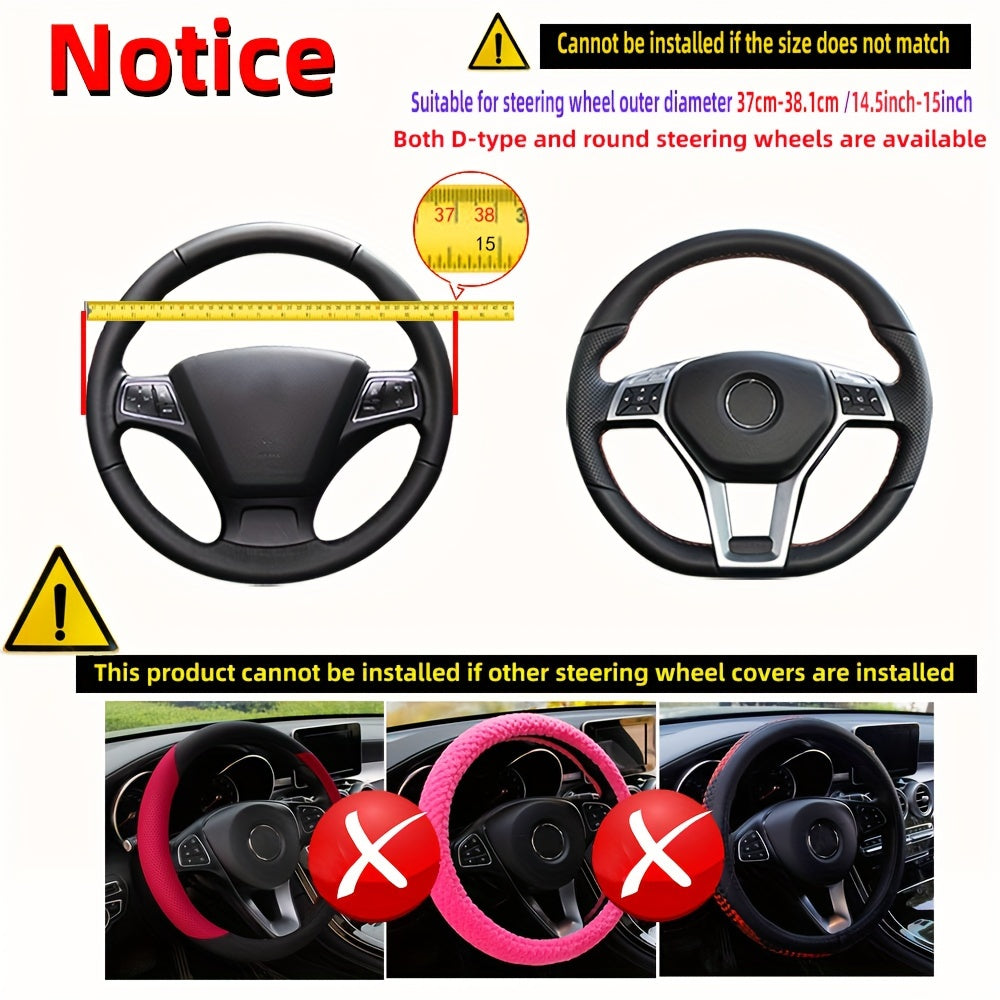 Carbon Fiber Steering Wheel Cover Non-Slip Fits 37-38CM Vehicle Accessories