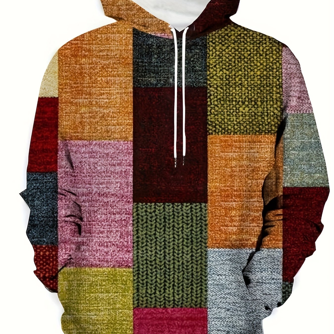 Men's Polyester Patchwork Hooded Sweatshirt for Sports Outdoor Spring Autumn Plus Sizes