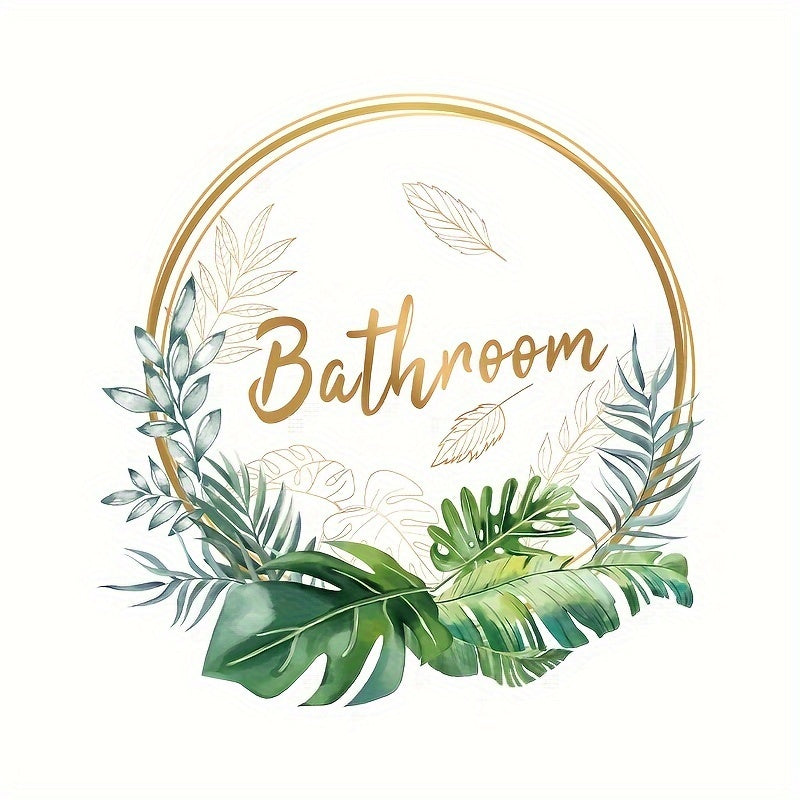 Green Plant Wall Decal for Bathroom Door Self-Adhesive Ceramic Sticker Semi-Gloss Finish Halloween Christmas Decor
