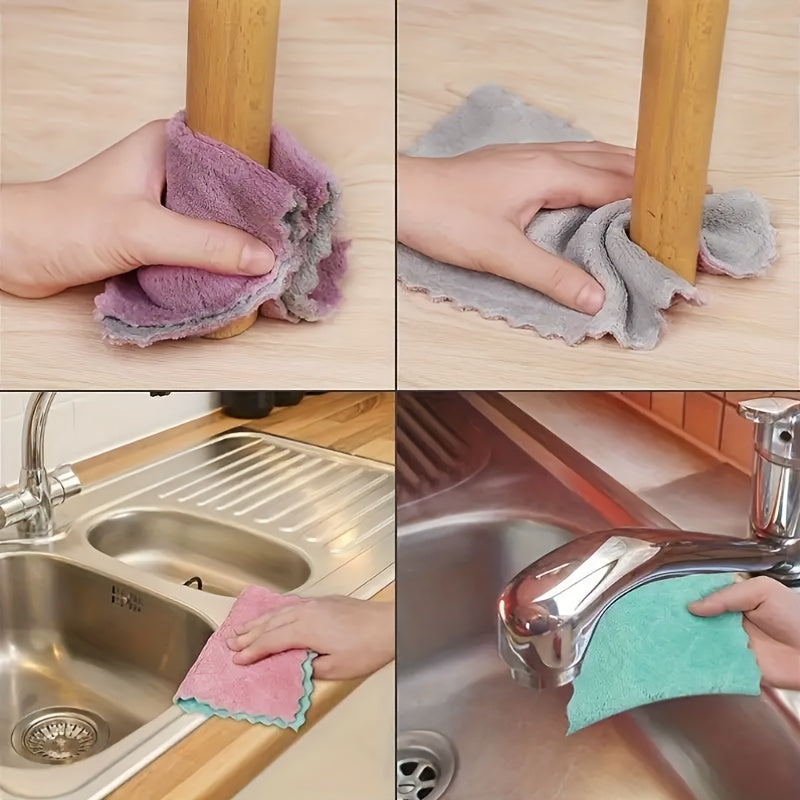 10 ta ikki tomonlama idish tozalash matolari to'plami, super singdiruvchi texnologiya, to'kilmaydigan va yog'ga chidamli, nam yoki quruq foydalanish uchun ko'p maqsadli oshxona matolari, har bir mato o'lchami 24.99 sm x 24.99 sm