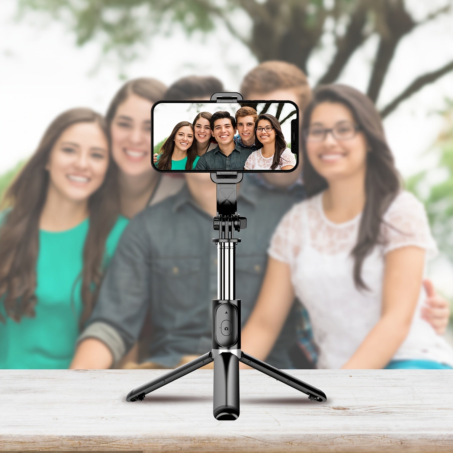 Turli xil smartfonlar uchun simsiz masofadan boshqarish pultiga ega bo'lgan cho'ziladigan selfie tayoqchasi tripod