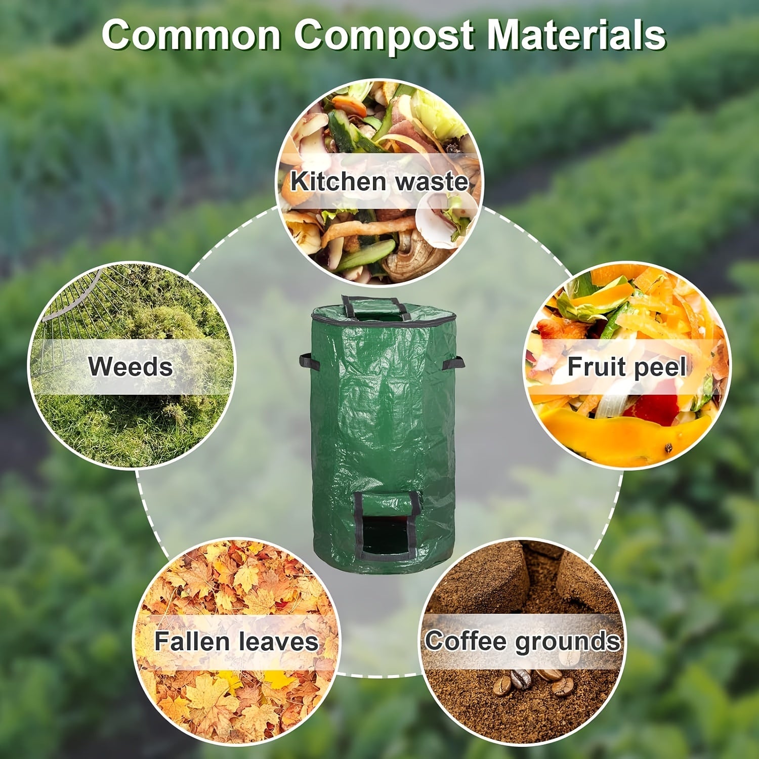 128.7L Outdoor Compost Bin Green Tumbler for Kitchen and Garden Waste
