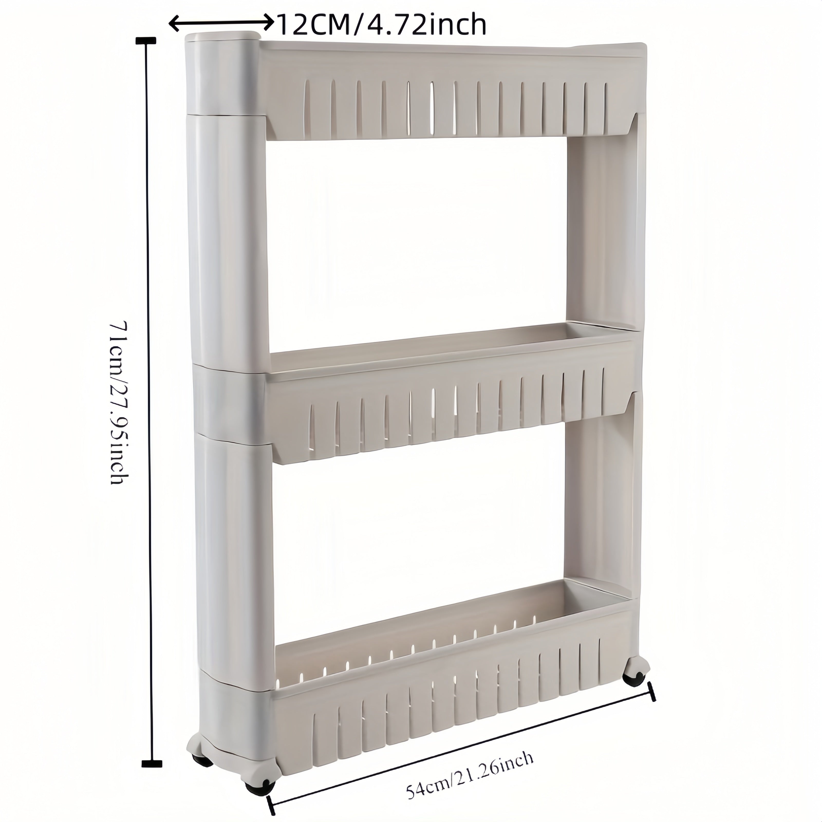 3-Layer Super Narrow Refrigerator Edge Gap Organizer Cabinet for Kitchen Bathroom Storage