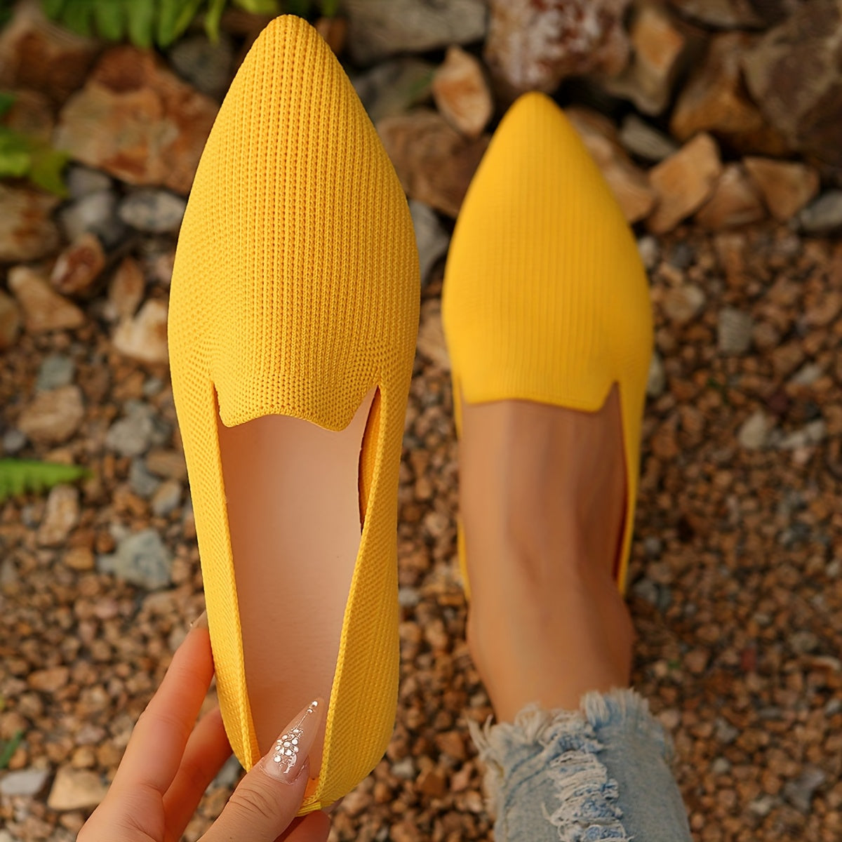 Women's Lightweight Pointed Toe Flats Slip-On Casual Shoes All-Season