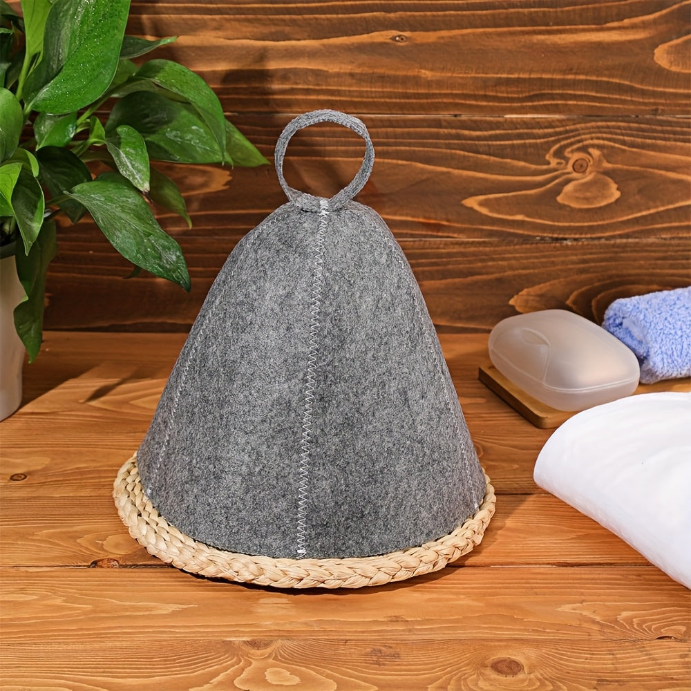 Juego de 3 sombreros de sauna de fieltro gris, accesorios de spa de secado rápido y absorción de humedad