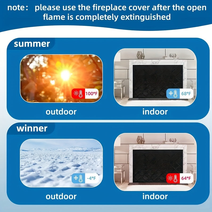 Magnetic Fireplace Blanket 41x29 Inches Draft Stopper Heat Retention