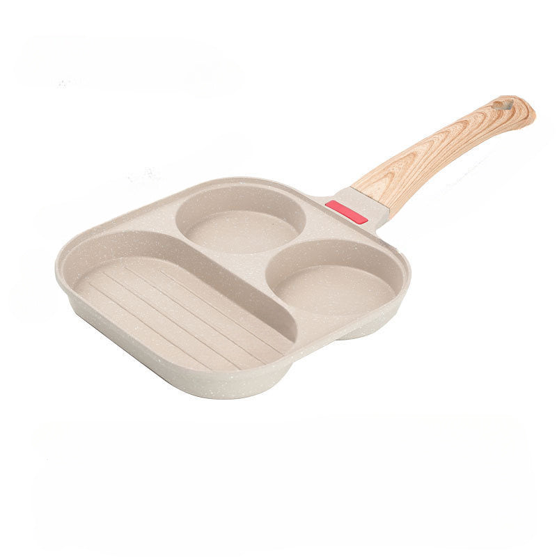 Aluminum Egg Frying Pan with Maifan Stone Coating 3-in-1 Non-Stick Breakfast Cookware