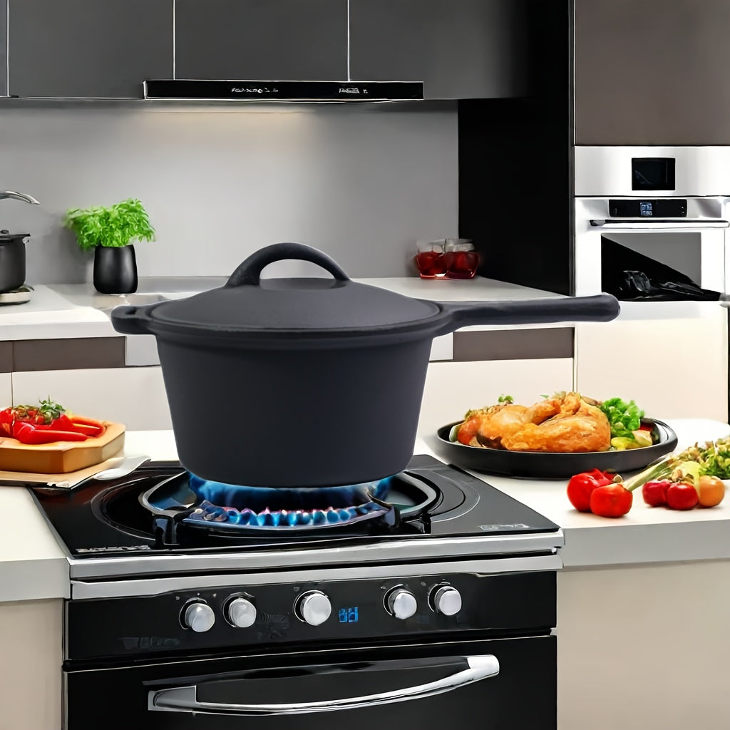 Enameled Cast Iron Cookware Set Non-Stick Saucepan Deep Skillet Induction Gas