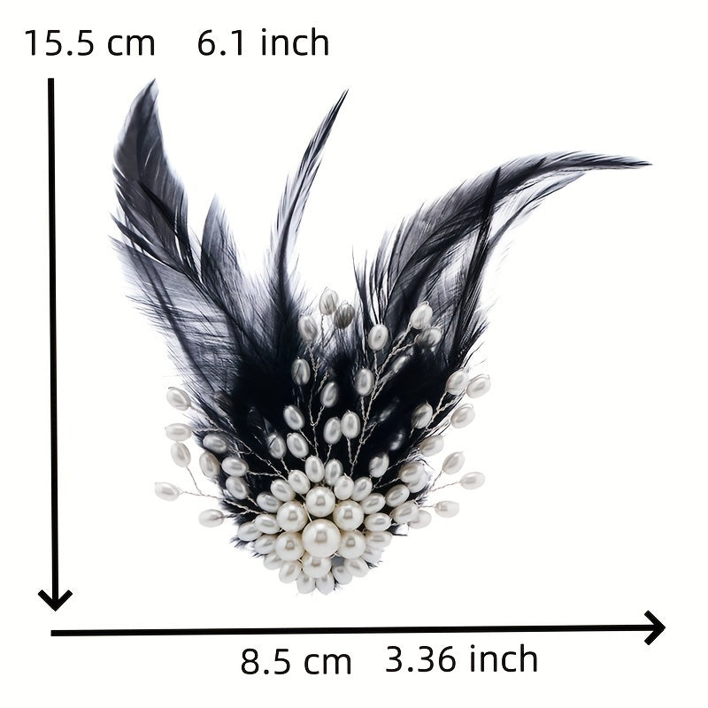 Vintage Feather Brooch Pin ayollar va erkaklar uchun, kristalli zargarlik buyumlari, to'y va banket uchun belgi