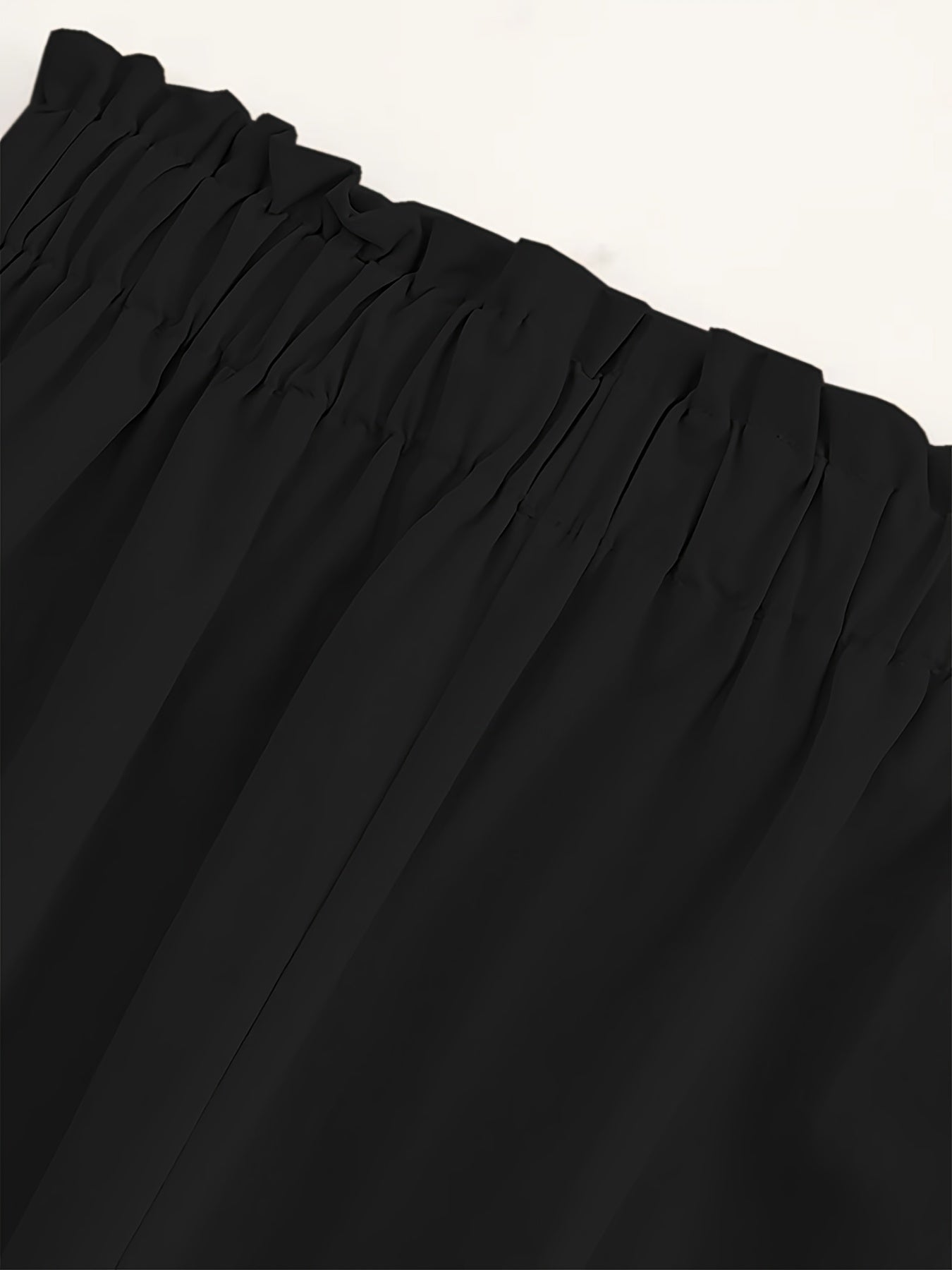 Women's Plus Size Pleated Skirt with Pockets Polyester Solid Color