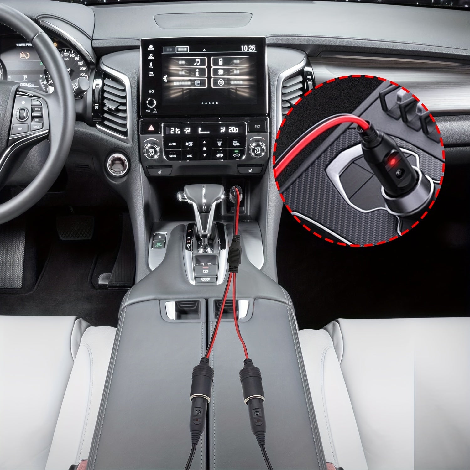 Avtomobil sigareta yong‘oqchi splitter adapteri Y-shakl 2 ro‘yxat 16AWG kengaytirish