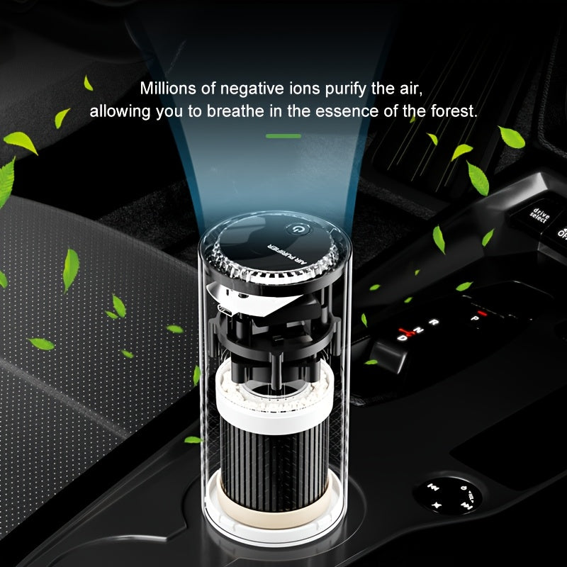 1 шт. Белый очиститель воздуха с синими акцентами - Удаляет 99% пыли и отрицательных ионов, 1000 Вт, включает ароматизированные диски - Идеально для спальни, автомобиля, офиса