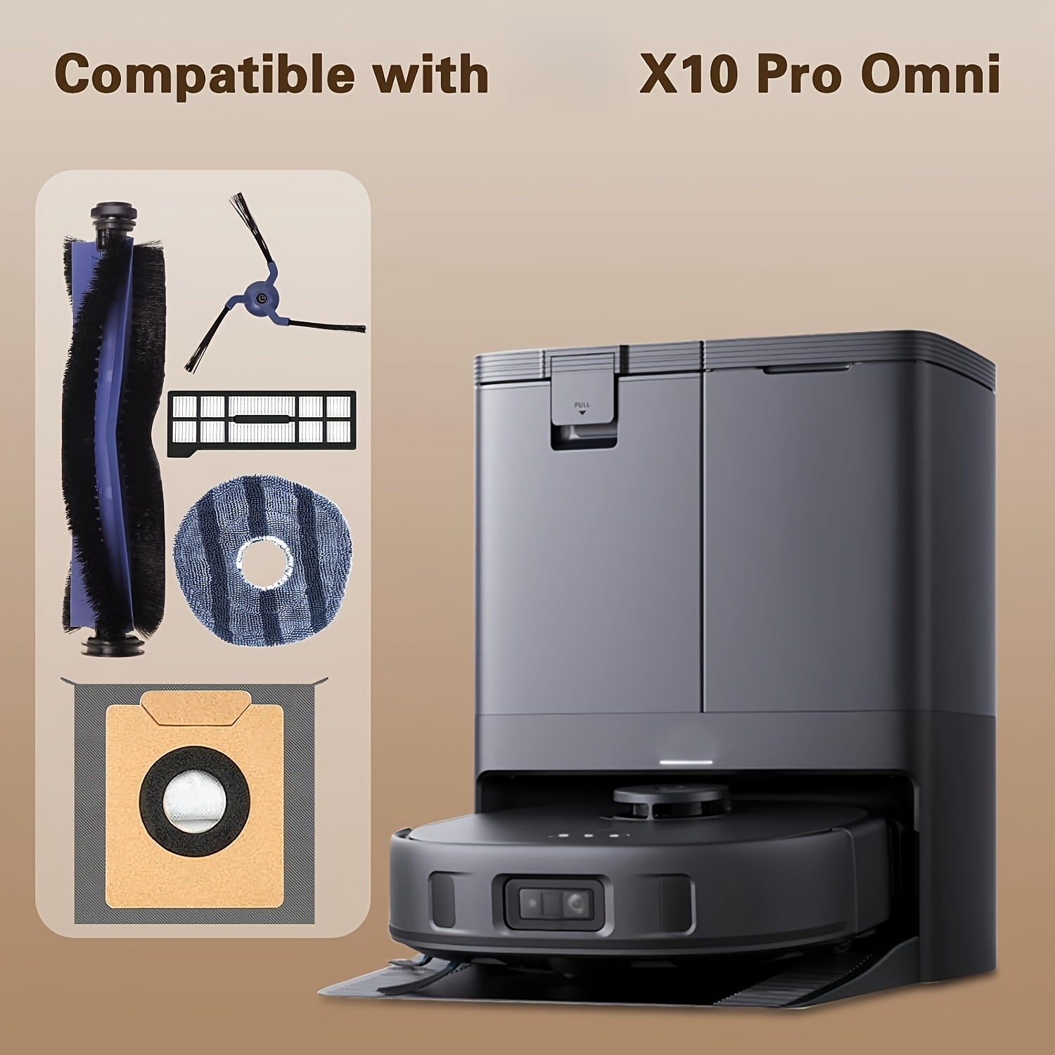 Комплект аксессуаров для робота-пылесоса Eufy X10 Pro - Включает 8 предметов: 4 моющихся мопа и 4 одноразовых мешка для пыли, совместимые с запасными частями.