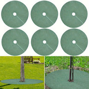 Green Reusable Tree Protector Rings Set of 6 Non-Woven Weed Barrier Mats Root Protection