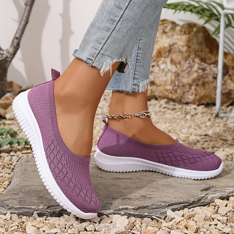 Women's Casual Slip-On Sneakers Lightweight Breathable Fabric Flat Shoes