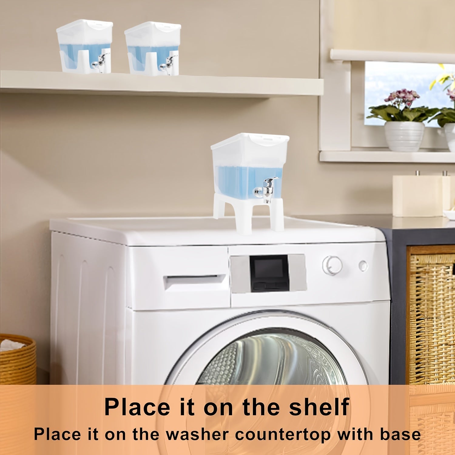 Laundry Detergent Dispenser with Measuring Cup for Laundry Room Organization