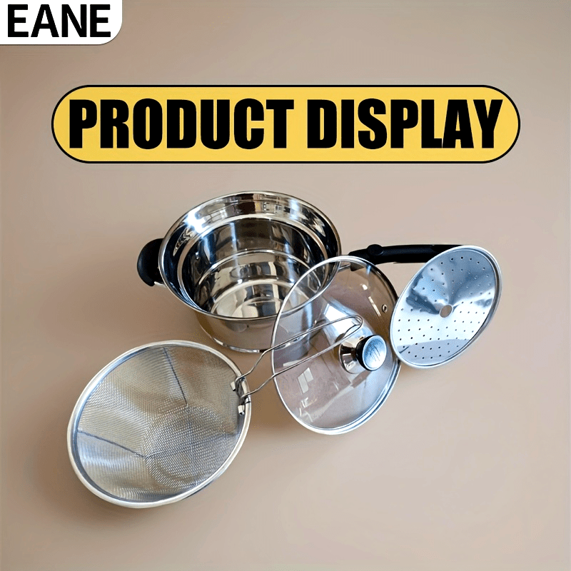 Olla para fideos y freidora profunda con filtro, cocina versátil, acero reforzado, ahorro de energía