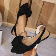Women's Flat Sandals Bow-Knot Pointed Toe Fabric Upper Rubber Sole All-Season