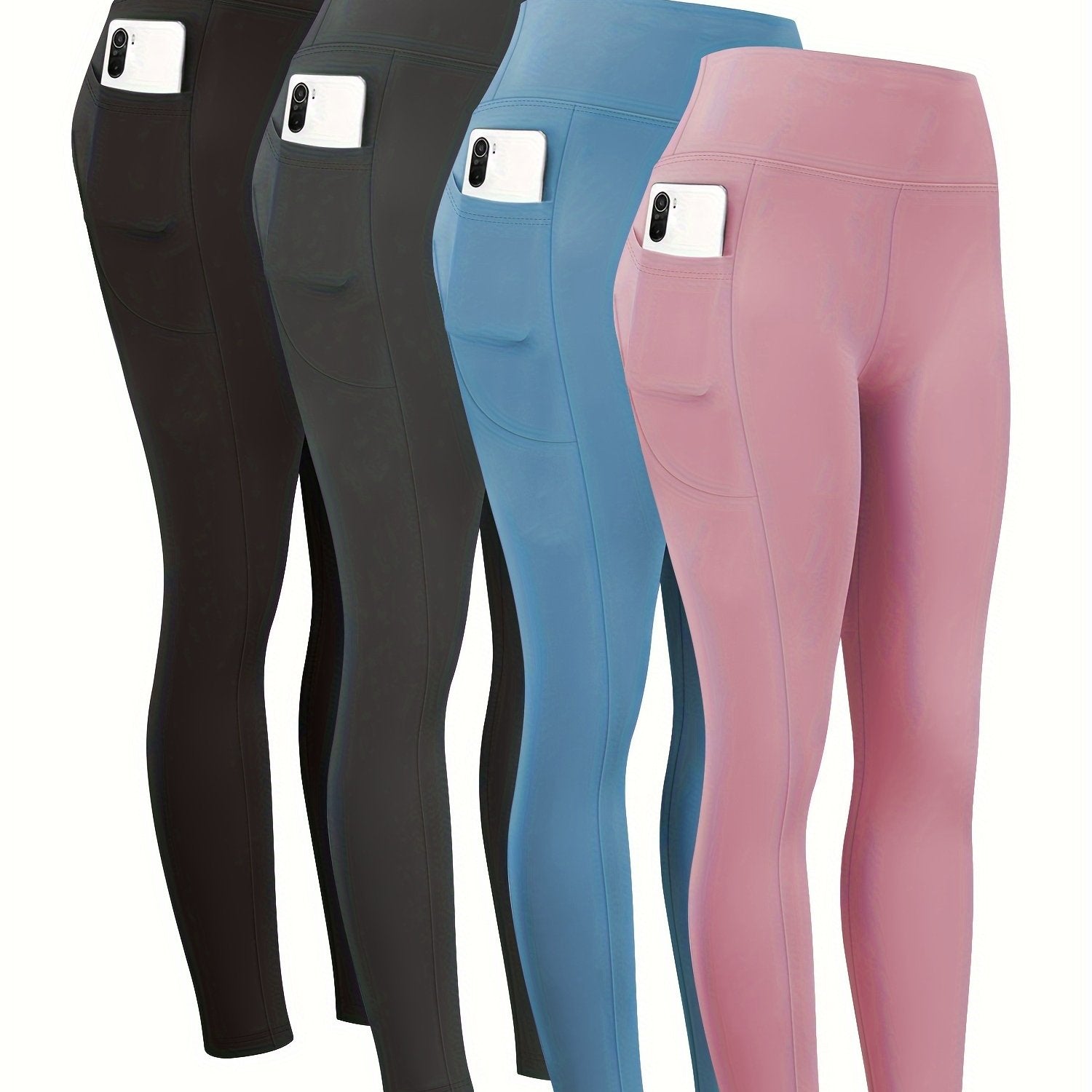 Women High Waist Yoga Pants Stretch Tight Leggings with Pockets and Abdominal Support
