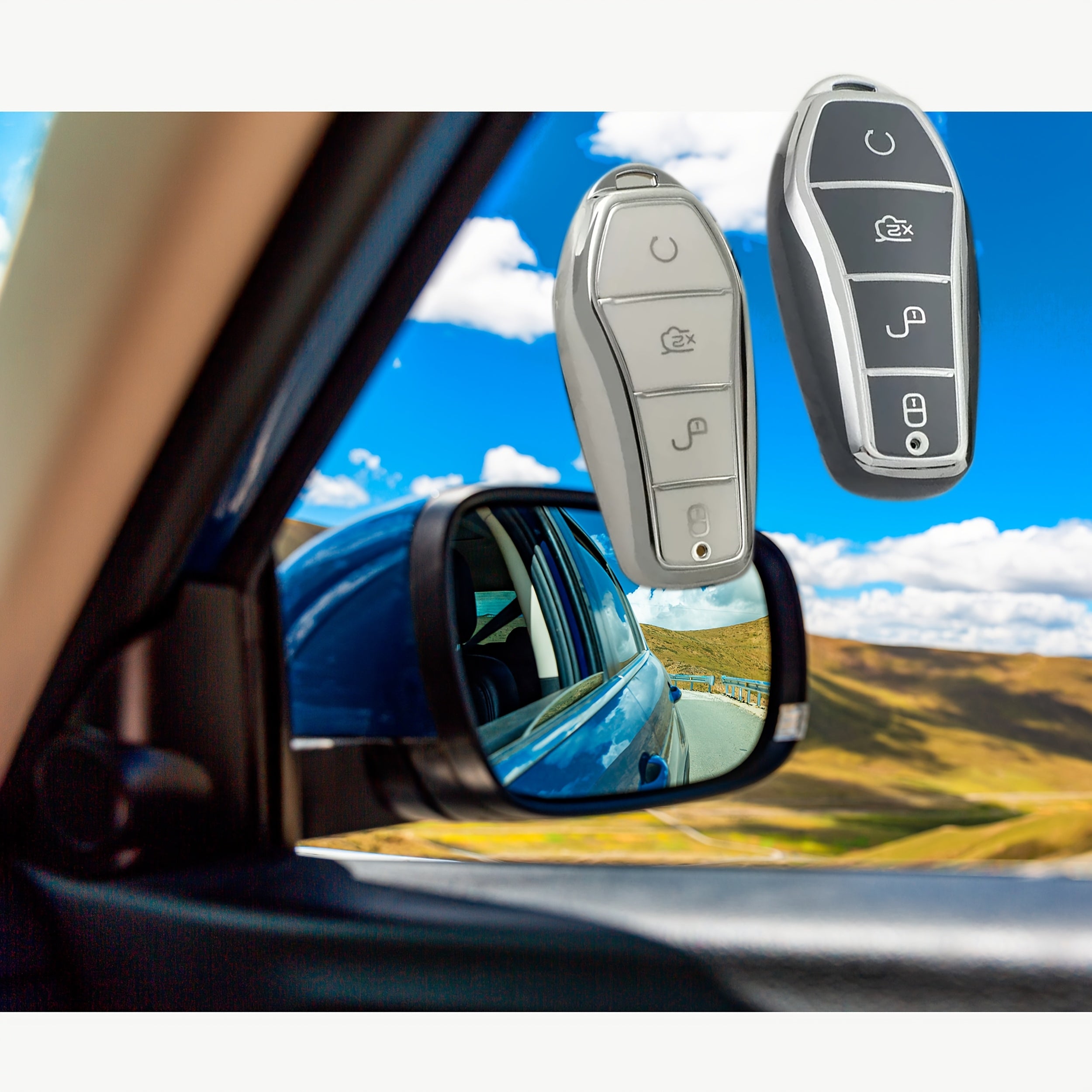 Universal TPU Car Key Cover for Smart Keys, Protective, Durable, D-Shaped