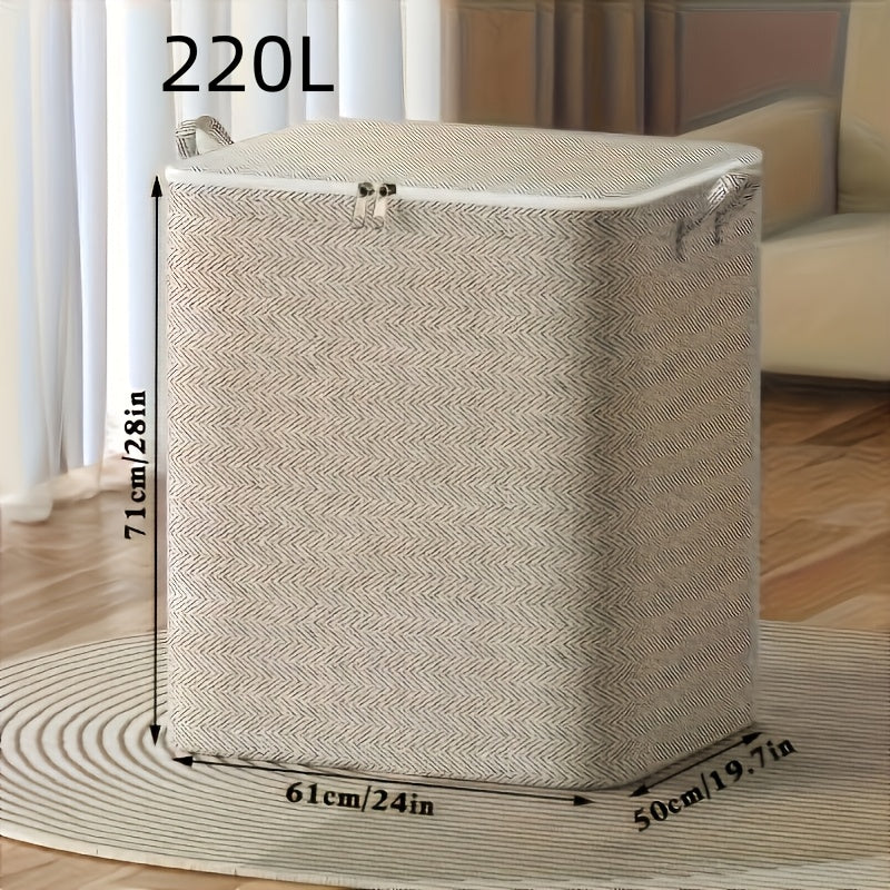 Large Storage Bag with Zipper Handles Non-Woven Material for Clothes Quilts Blankets in Bedroom Car Trunk