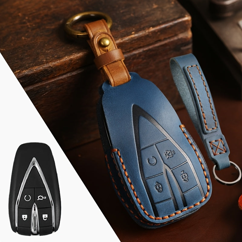 Universal PU Leather Key Fob Cover for SUV Remote with Secure Chain
