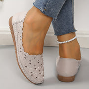 Women's White Faux Cover Slip-On Flat Shoes Casual Formal All-Season