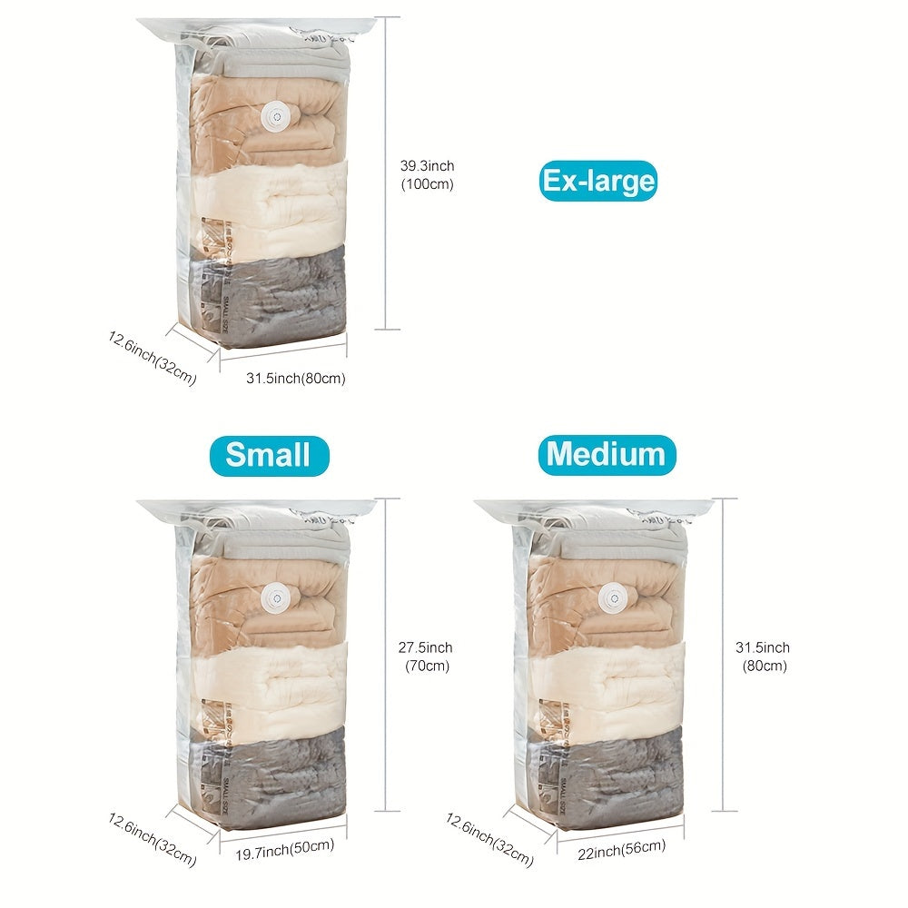 Set of 4 Reusable Vacuum Storage Bags for Clothes and Bedding Space Saving Organizer