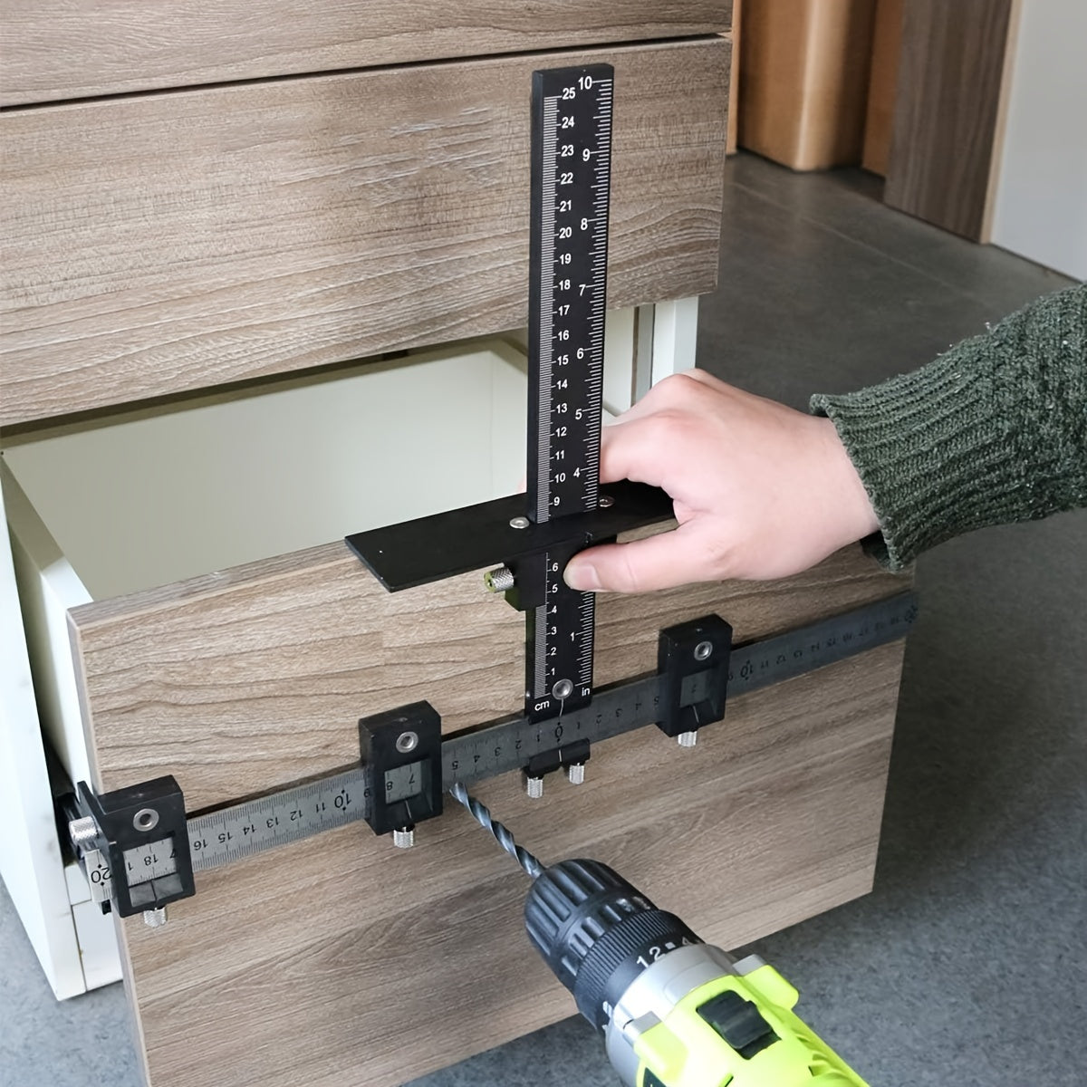 Black Cabinet Hardware Jig Tool for Installing Handles and Knobs