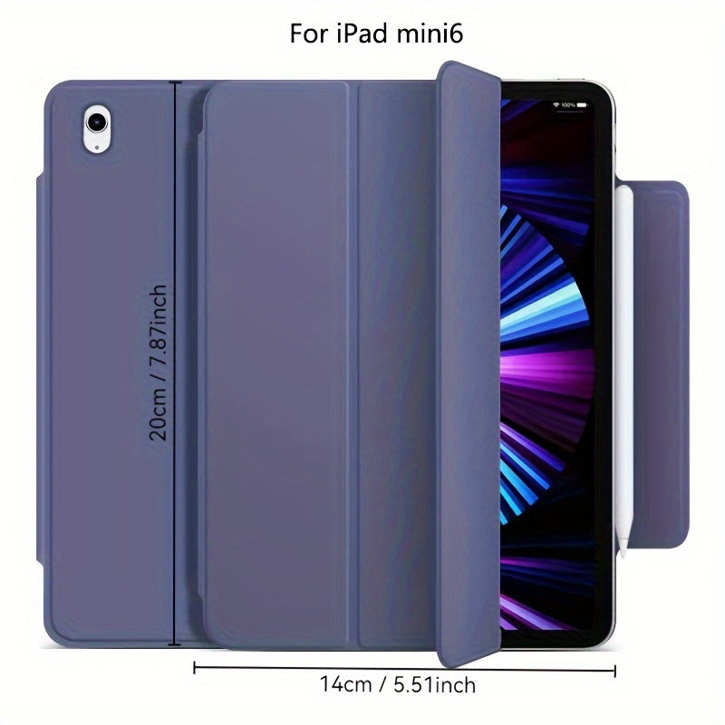 iPad Mini 6, Air 4/5, Pro 11 2022, Air 6 11inch 2024 uchun sun'iy charm aqlli qop. Qalam ushlagichi, kuchli magnit yopilishi va ultra ingichka dizayni bilan egiluvchan qattiq qopqoqni o'z ichiga oladi.