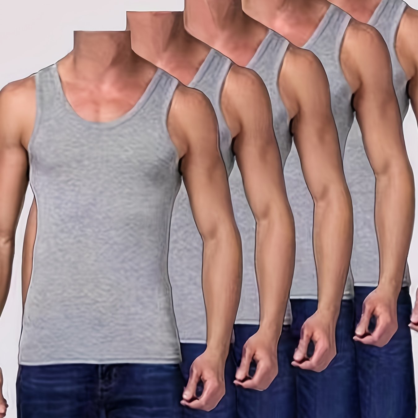 Men's Solid Color High Stretch Viscose Tank Tops Set of 5 for Fitness and Summer Pajamas