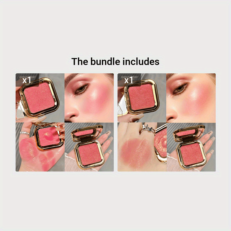 Mujeres rubor en crema en polvo mate con purpurina duradera resistente al agua color durazno rosa púrpura