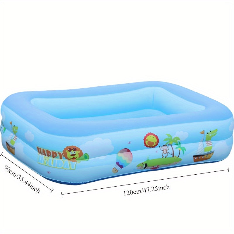 Inflatable Square PVC Pool for Family Outdoor Parties Blue 6M+