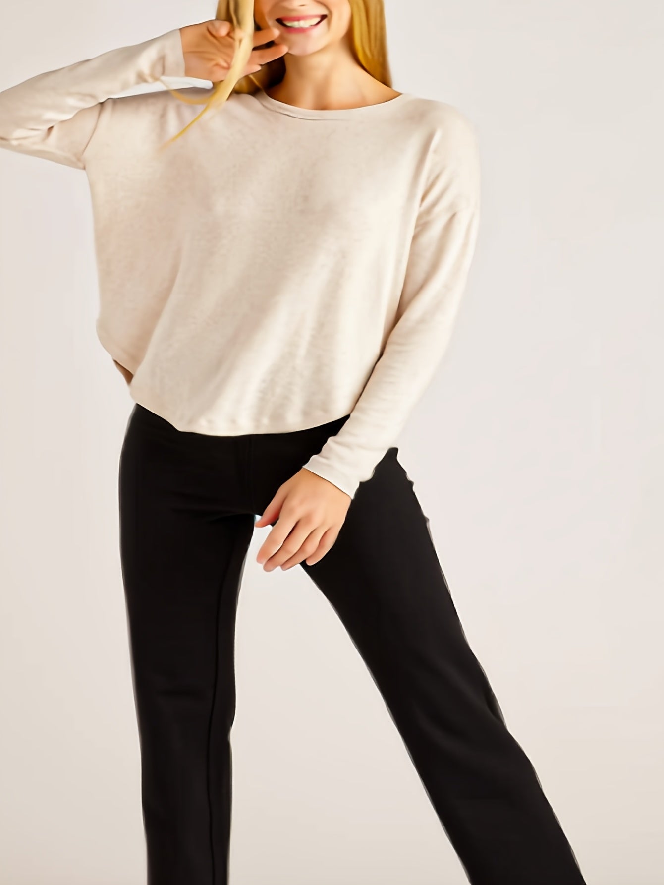 Plus Size Women's Elastic Straight Leg Pants Black Plus Size Trousers