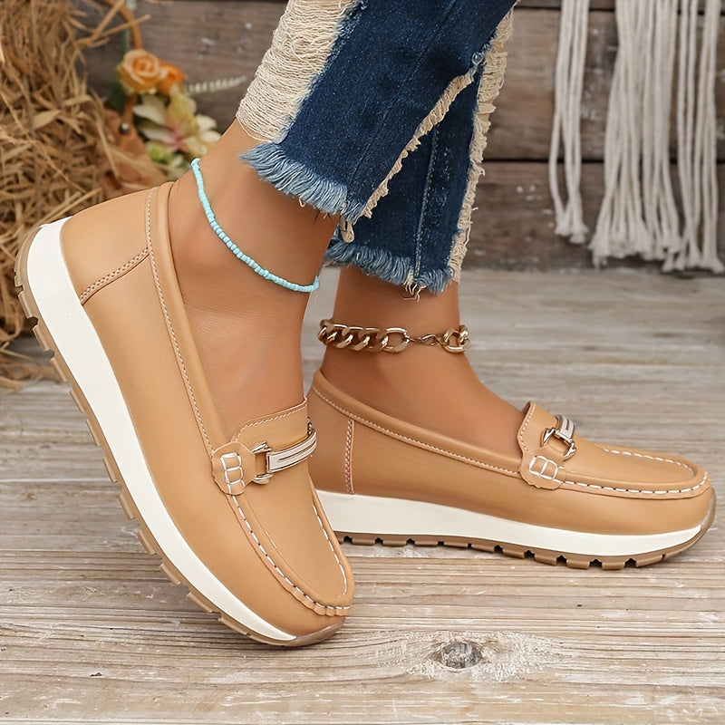 Women's Slip-On Loafers Non-Slip Casual Shoes Round Toe Flats in Navy Black Beige Pink