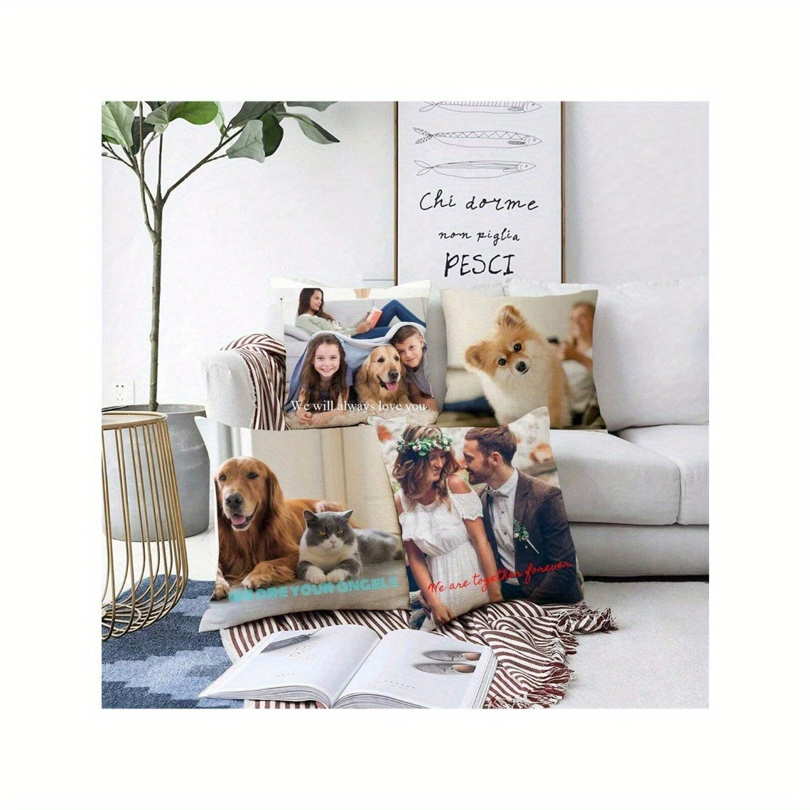 Personalized Photo Pillowcase Soft Polyester with Zipper Machine Washable Gift