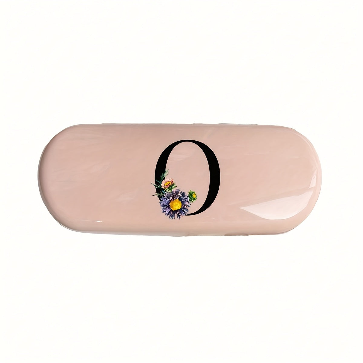 Pink Floral Monogram Glasses Case Waterproof Dustproof Compact Plastic Storage Box for Men and Women