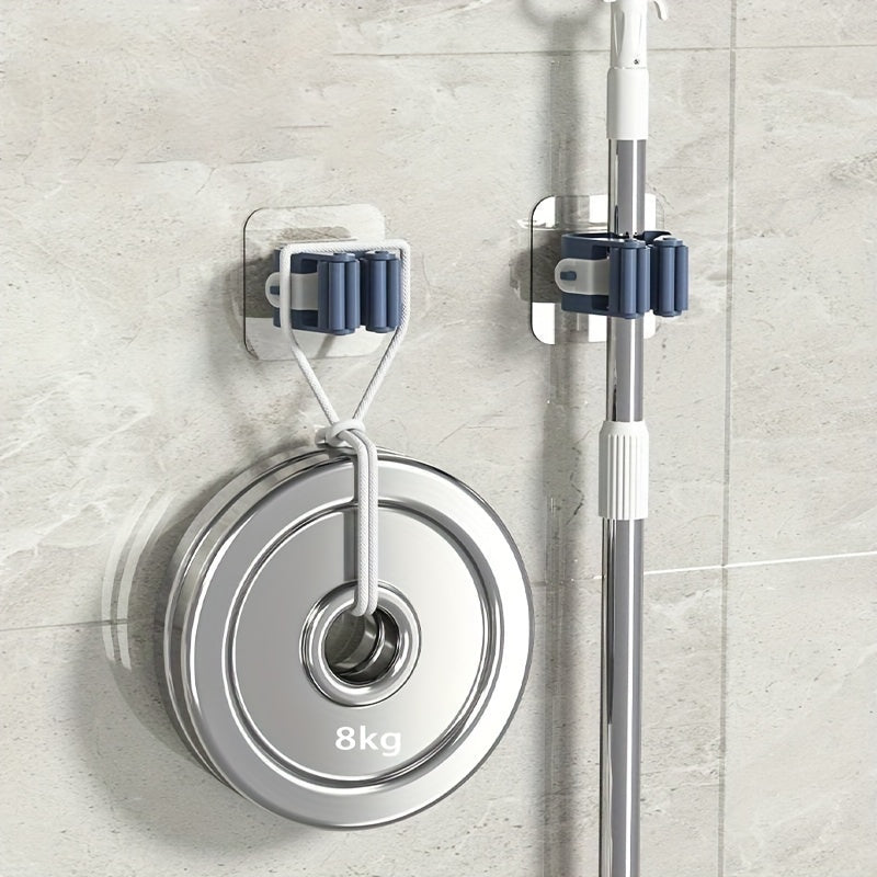 Estante de almacenamiento de pared de 4 piezas para mop, cepillo, escoba, ropa y utensilios de cocina