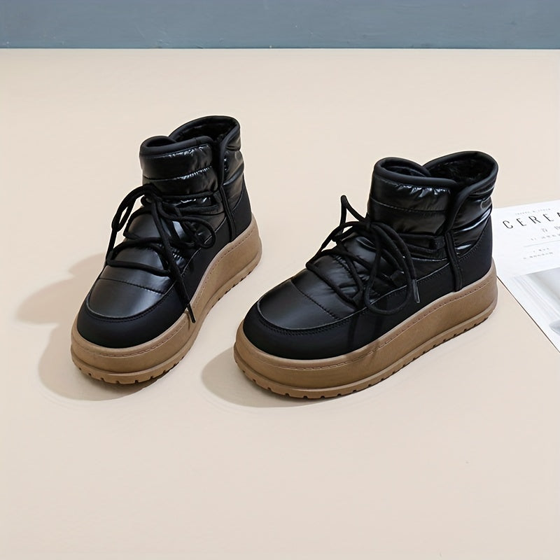 Women's Winter Fleece-Lined Chunky Sneakers Casual Warm Winter Boots