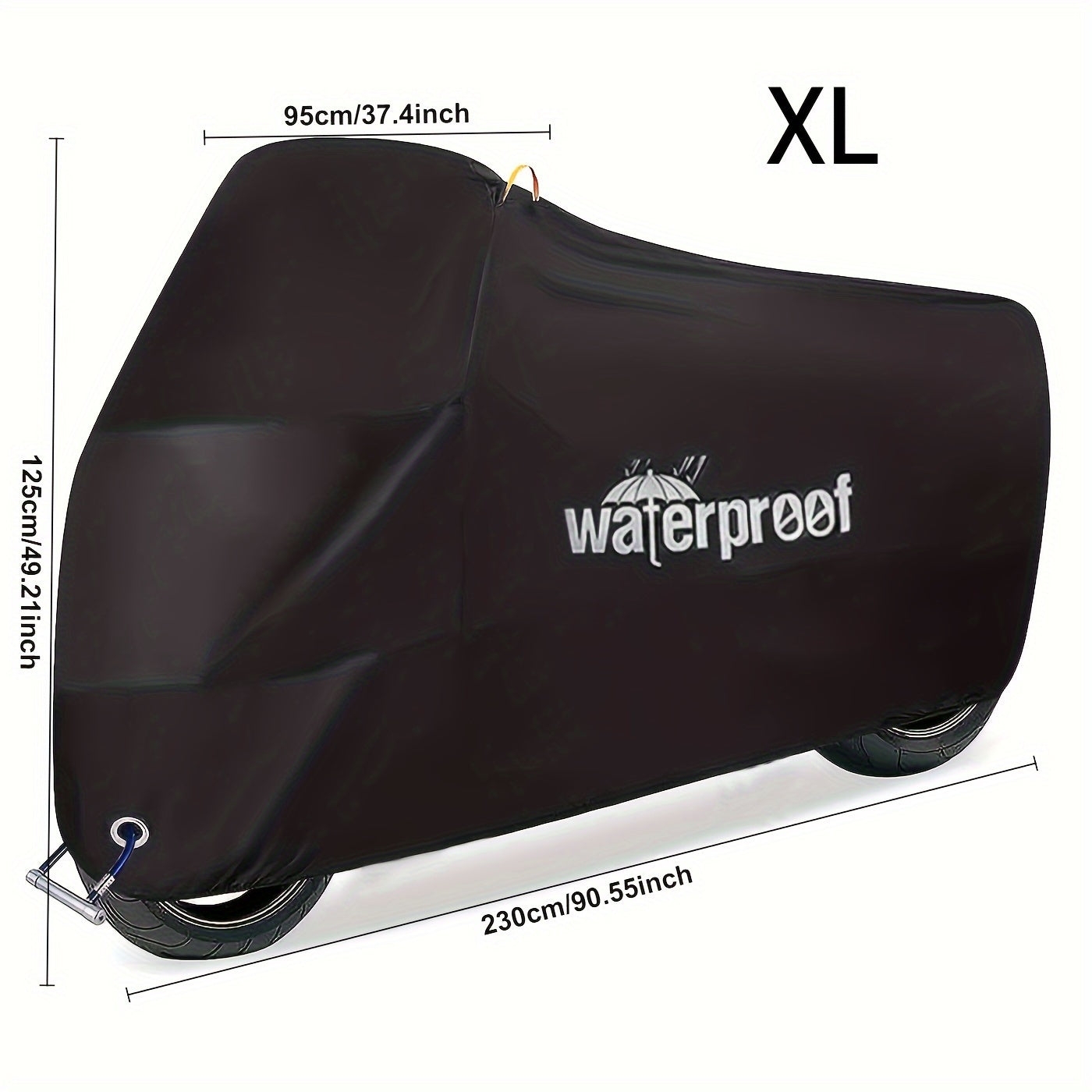 Mototsikl qoplami, suv o'tkazmaydigan, barcha mavsum uchun, 210D polyester, reflektiv kamarlar bilan