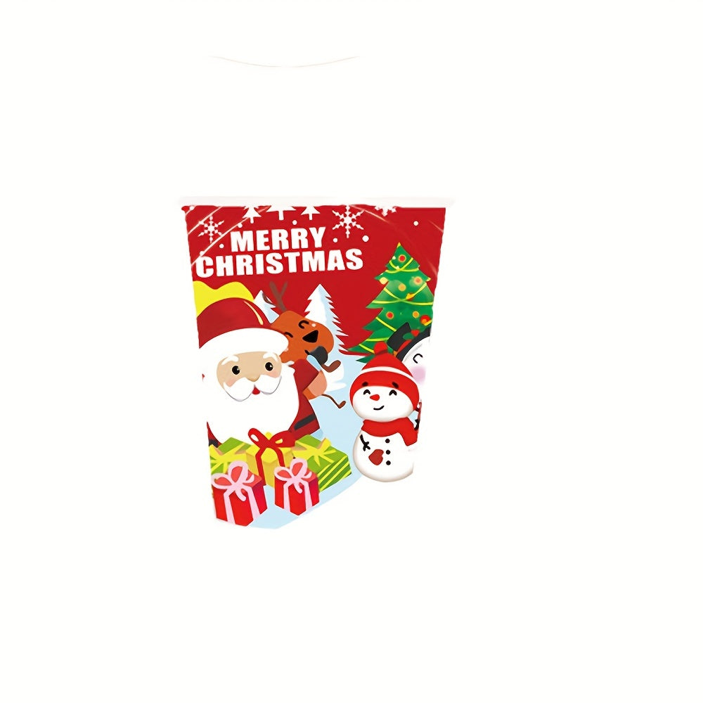 Набор посуды для рождественской вечеринки Одноразовые стаканы, тарелки, скатерть Праздничное торжество