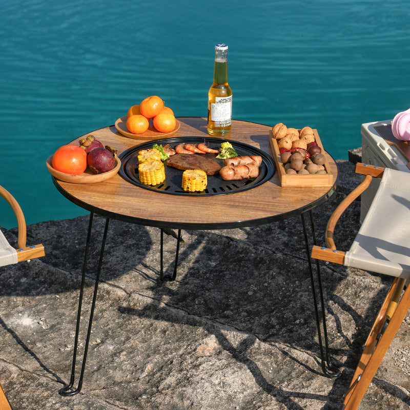 1 dona ko'p funktsiyali sayohat, piknik, barbekyu stolini grill, isitish pechi bilan ichki/ochiq foydalanish uchun, tutun chiqaradigan ko'mir pech bilan saqlash.