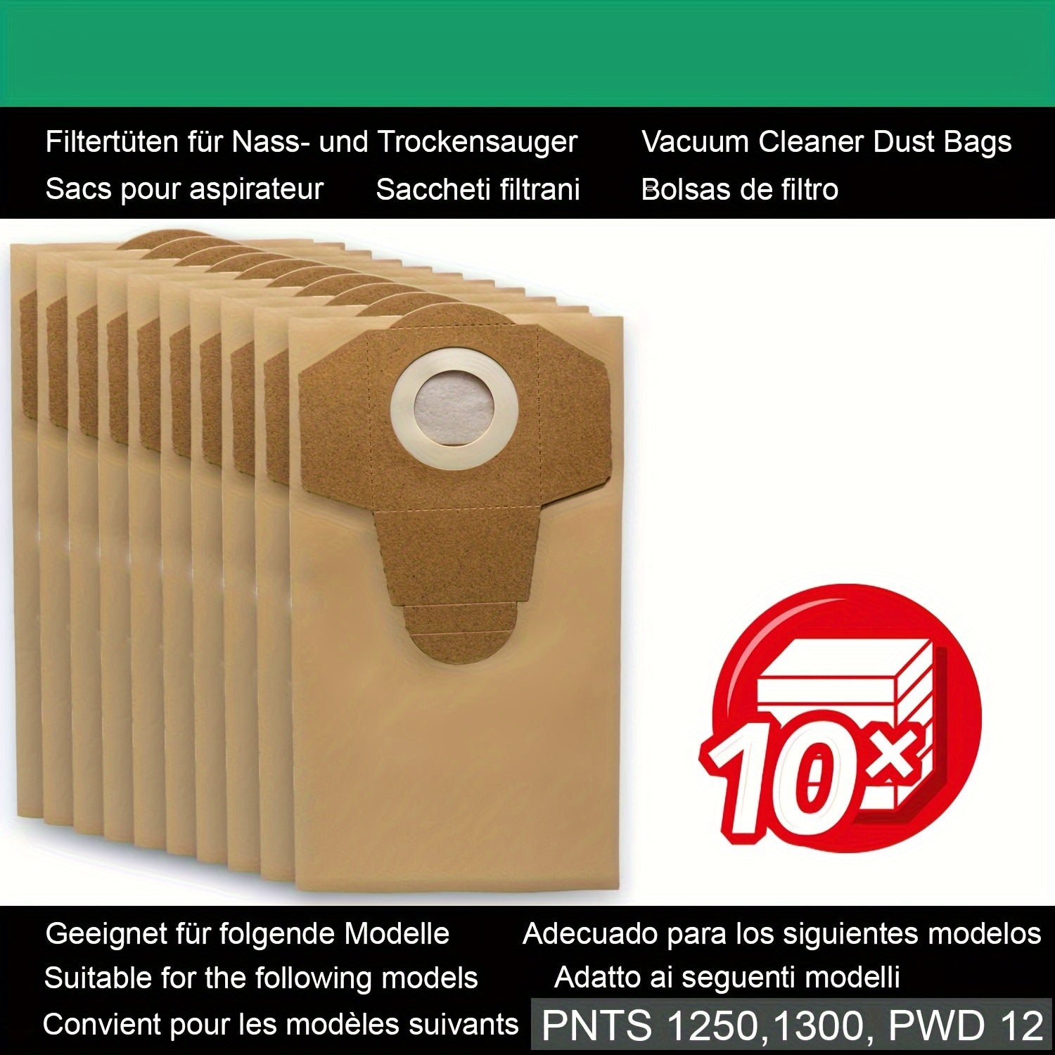 Получите 10 штук высококачественных мешков для пылесосов, которые идеально подходят для модели Einhell 30L Влажный/Сухой. Изготовлены с высокоэффективными способностями к улавливанию грязи и прочного PC материала.